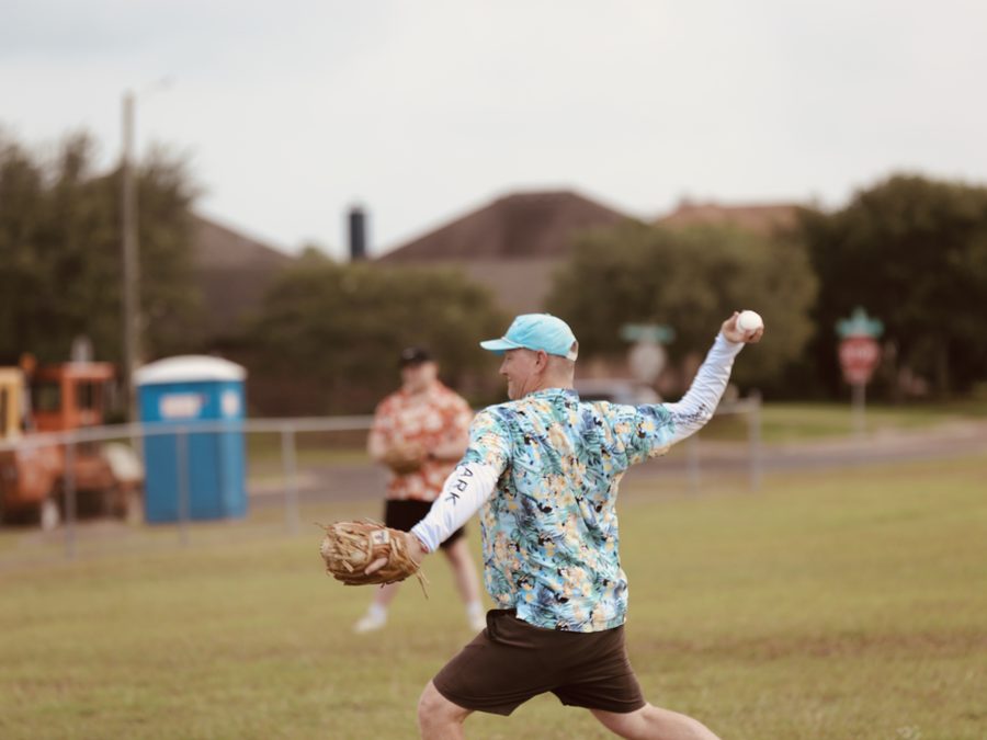 Pitcher delivering